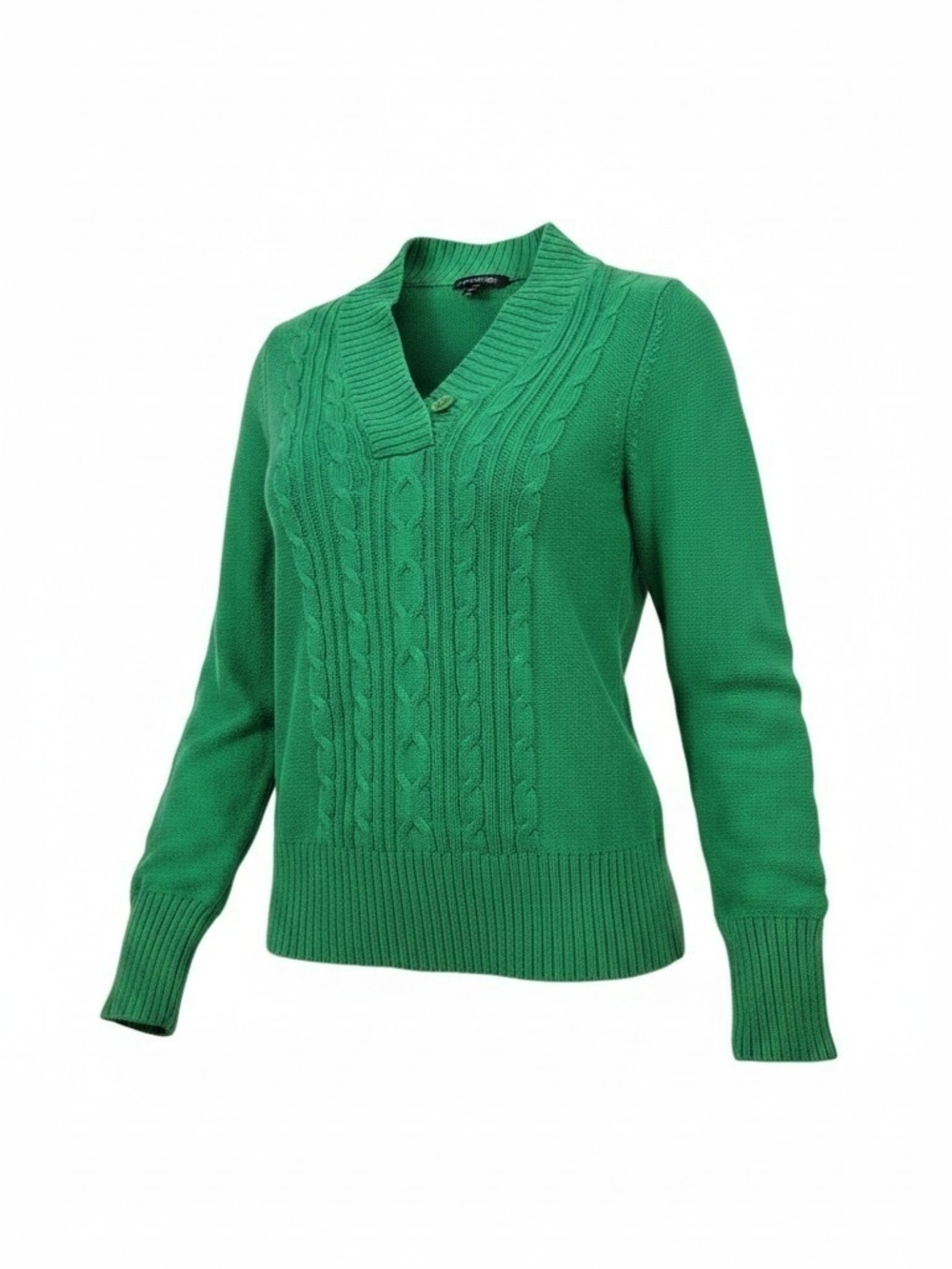 Faded Glory Emerald Green Cable V-Neck Sweater
